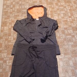 Charcoal Hoodie and Joggers with Orange Lining Pants And Jacket Danskins Now